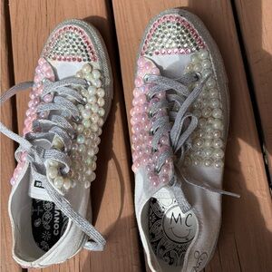 Converse Silver and Pink Sparkle Sneakers
